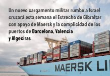 Denuncian ante el Juzgado de Guardia de Barcelona un nuevo cargamento militar con destino a Israel.