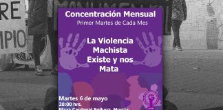 La Asamblea Feminista de la Región de Murcia convoca una nueva concentración contra los asesinatos machistas este martes 6 de mayo en la Plaza Cardenal Belluga