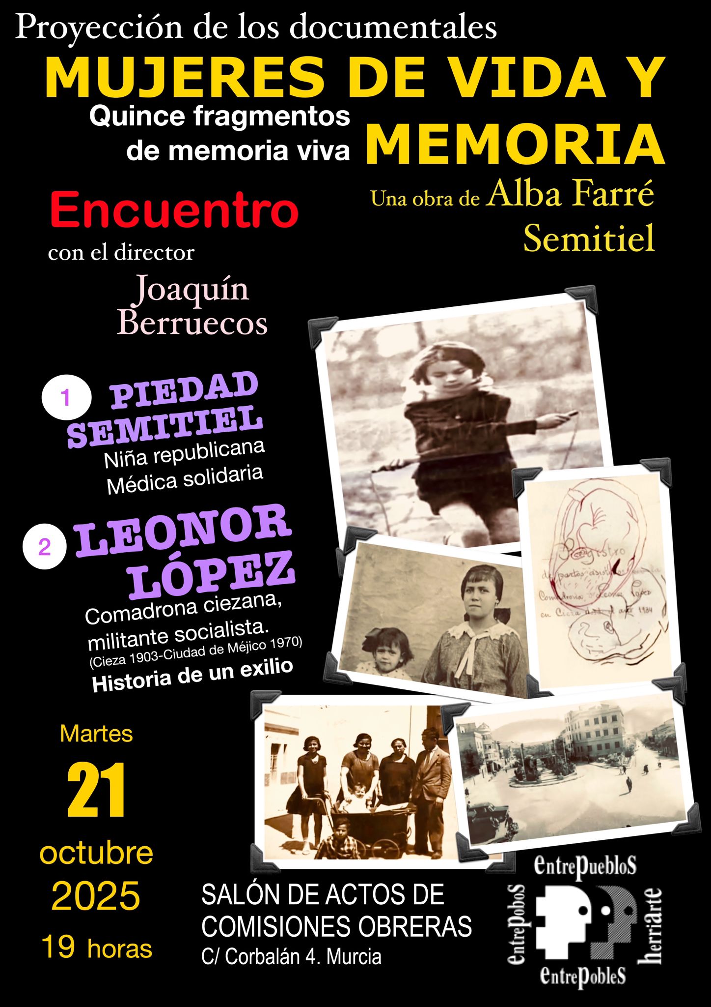 Cartel del acto del martes en la sede de CCOO-RM