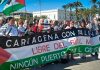 Cartagena se levanta contra la complicidad portuaria con el genocidio en Gaza Uno de los momentos de la movilización en el Puerto de Cartagena. Foto: Dominic D. Skerrett