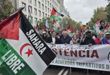 Decenas de miles de personas exigen en Madrid libertad y autodeterminación para el pueblo saharaui en una movilización histórica El centro de la capital del Estado Español se ha paralizado por completo hoy para exigir la autodeterminación del pueblo Saharaui | IU