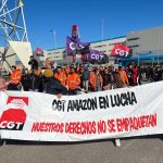 “Nuestros derechos no se empaquetan”: la plantilla de Amazon RMU1 se levanta contra el gigante en plena campaña del Black Friday Bajo la consigna den "Nuestros derechos no se empaquetan" se han movilizado esta semana los y las trabajadoras de Amazon | Dominic D. Skerrett