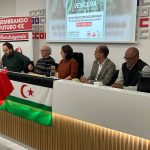 IU-Verdes y el PCRM celebran un acto en Murcia junto al Frente Polisario en defensa de la autodeterminación del Sáhara Occidental De izq. a der. - Alfonso Lucas Muñoz (PCRM), Pedro Costa Morata (Periodista y politólogo), Penélope Luna (IUVRM), Salamu Hamudi Bachri (Frente Polisario) y Omar Brahim (Frente Polisario-RM) | Foto: Dominic D. Skerrett