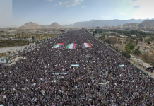 Cientos de miles se movilizan en Saná en apoyo a Irán y contra la agresión occidental