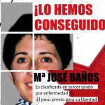 La presión del movimiento solidario logra la excarcelación en tercer grado de la presa política antifascista María José Baños por su grave estado de salud
