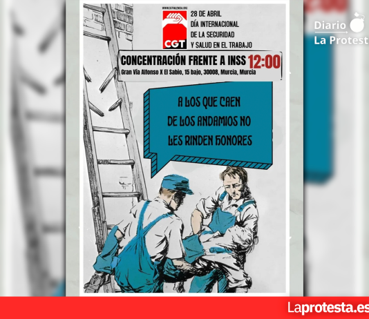 CGT denuncia el “entramado tóxico” de la salud laboral y llama a la movilización este 28 de abril en Murcia