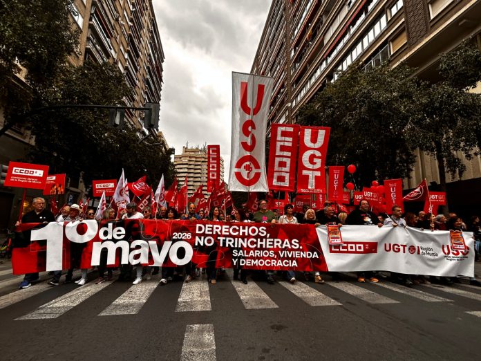 La cabecera de la movilización al entrar a Gran Via | Dominic D. Skerrett