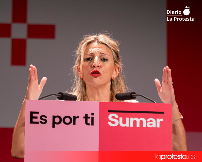 La Vicepresidenta del Gobierno y exlíder de Movimiento Sumar, Yolanda Díaz, durante un mitin | Foto.- Sumar