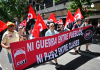 Madrid sale a la calle contra el rearme, la militarización y el comercio de armas e manifestantes recorren el centro de Madrid para exigir más inversión social y menos gasto militar durante la jornada europea contra el rearme. Foto: CGT Madrid
