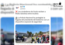 La televisión pública murciana difunde imágenes de la visita del Presidente Pedro Sánchez a Ceuta hace cinco años para alimentar el relato racista y xenófobo del PP Captura del mensaje publicado por La 7 en la red social X, donde difunde un vídeo grabado en mayo de 2021 para ilustrar la visita de Pedro Sánchez a Ceuta en julio de 2026.