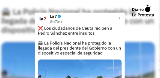 Captura del mensaje publicado por La 7 en la red social X, donde difunde un vídeo grabado en mayo de 2021 para ilustrar la visita de Pedro Sánchez a Ceuta en julio de 2026.