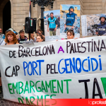 Alertan de que el Puerto de Barcelona se ha convertido en la principal vía de tránsito de aditivos para gasolina hacia Israel pese al embargo aprobado por el Ejecutivo de Pedro Sánchez Movilización solidaria con Palestina donde se reclamó dejar de usar el puerto | RESCOP