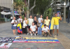 Integrantes de la comunidad colombiana en la concentración celebrada en Murcia con motivo del Día de la Independencia de Colombia.