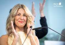 La vicepresidenta segunda y líder de Sumar, Yolanda Díaz, durante el anuncio del acuerdo de coalición con las fuerzas que integraron la plataforma para las elecciones generales de 2023, que calificó como un pacto «histórico en democracia» | Yolanda Díaz en X
