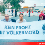 Activistas protestan frente a la planta de Diehl en Röthenbach. © Peacefully Against Genocide