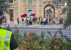 La Falange vuelve a las calles de Murcia con permiso de la Delegación del Gobierno Militantes falangistas, al inicio de la movilización, junto a la antigua Cárcel Vieja de Murcia, desde donde iniciaron su recorrido por las calles de la ciudad | Foto.- Policía Local