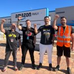 Delegados sindicales de CGT Amazon RMU1, a las puertas del macrocentro logístico de Corvera | Foto.- Dominic D. Skerrett